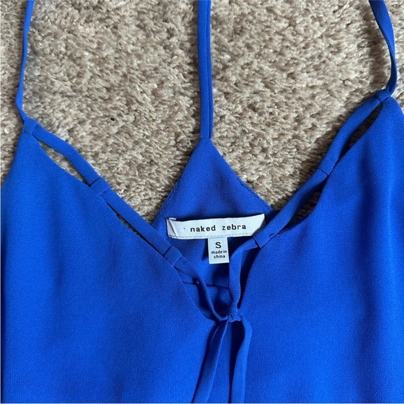 Naked Zebra Royal Blue Sleeveless Tie Front Tank Top – Size Small - Picture 2 of 3